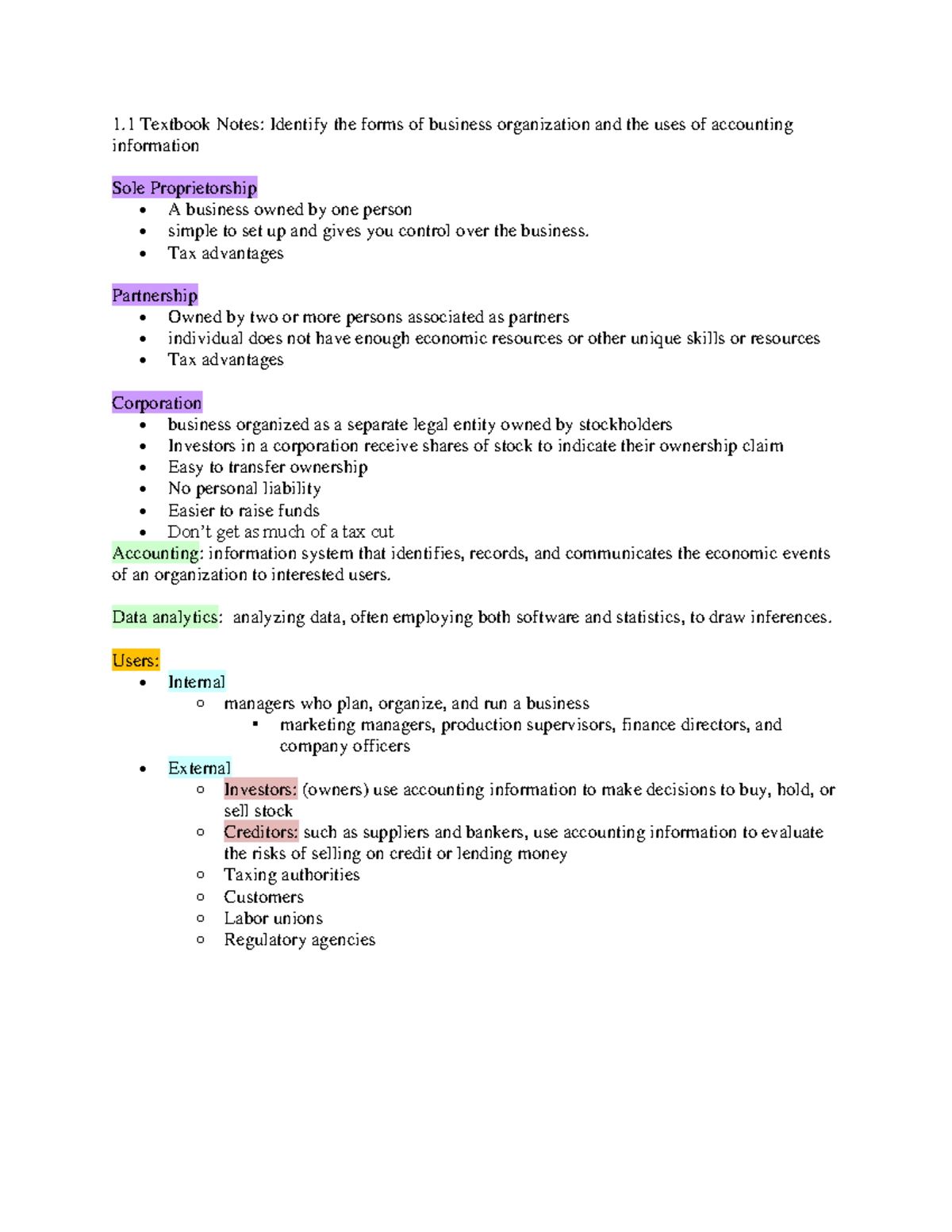 ACT 205 Textbook Summary and key points of 1.1 - 1 Textbook Notes ...