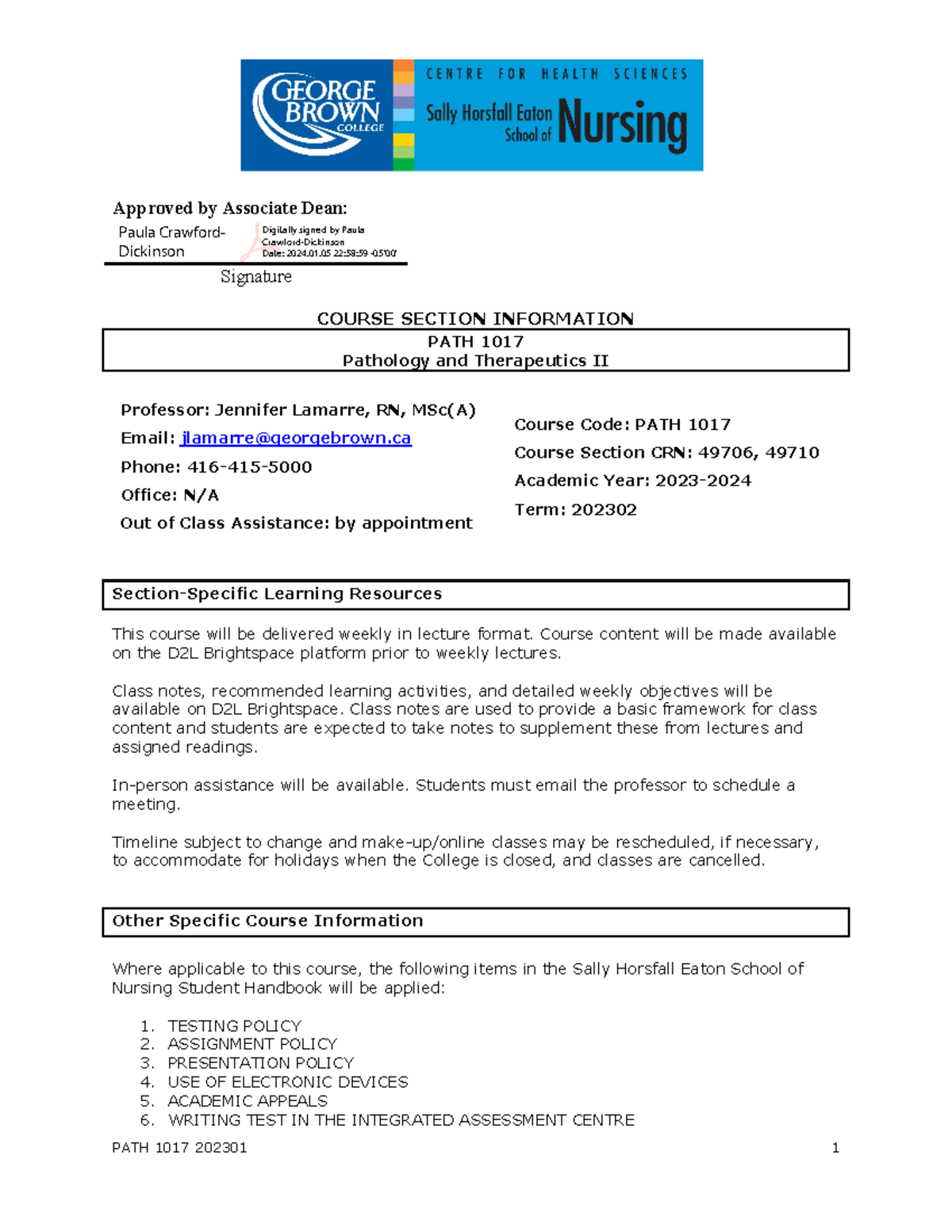 202302 CSI PATH1017 CRN 49706 49710 approved - Approved by Associate ...