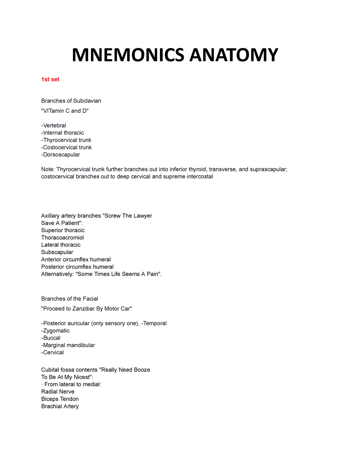 subclavian artery branches mnemonic