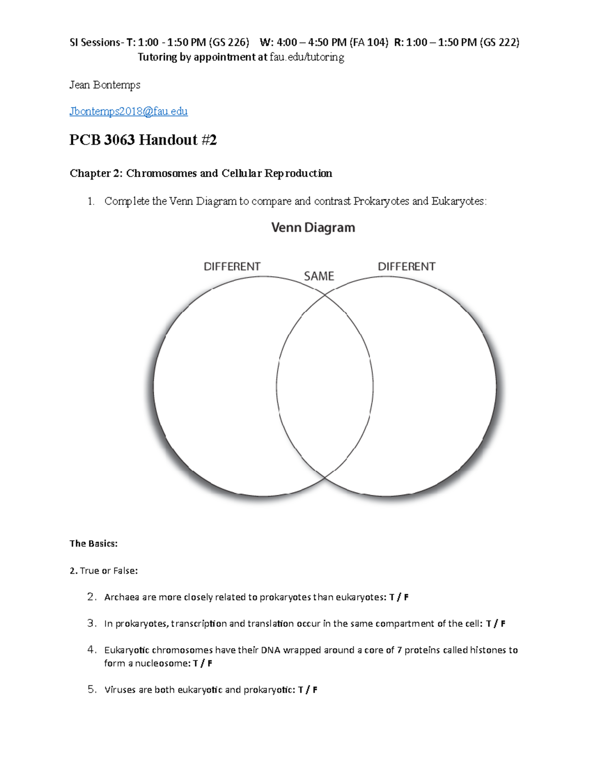 SI Handout 2 Genetics FALL 2021 Study - PCB 3063 - FAU - Studocu