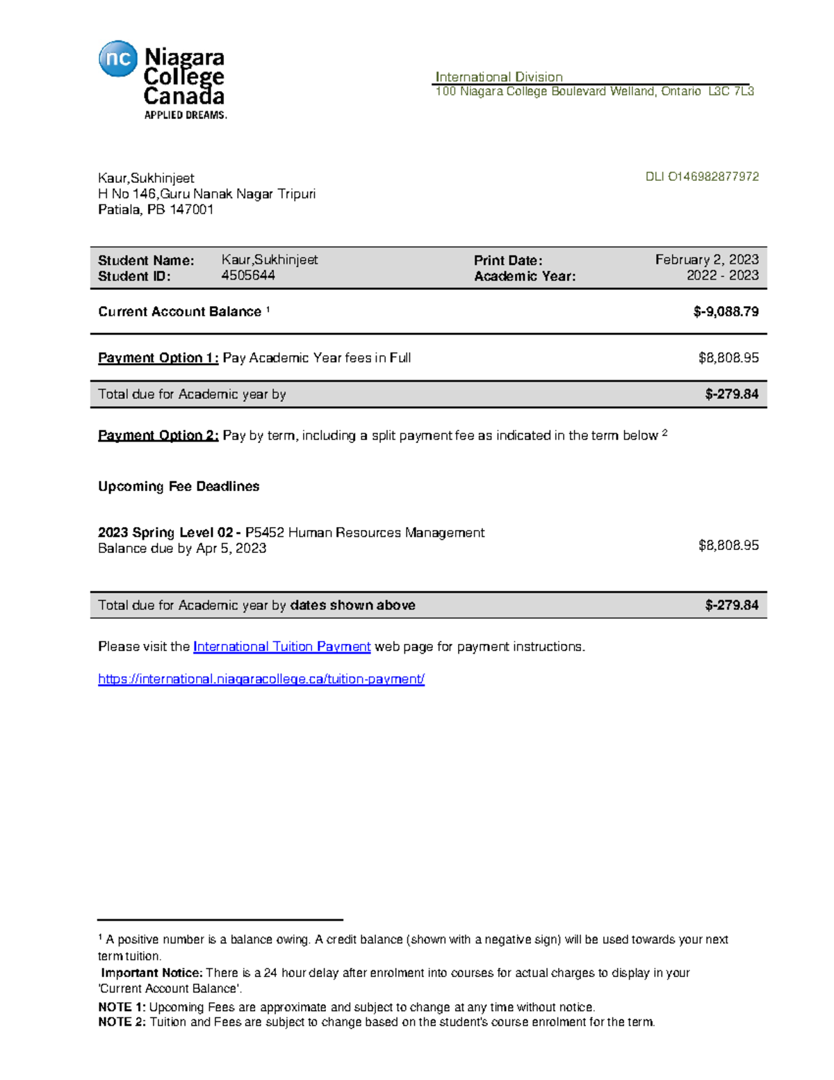 Student Invoice (2) - Copy - 1 A positive number is a balance owing. A ...