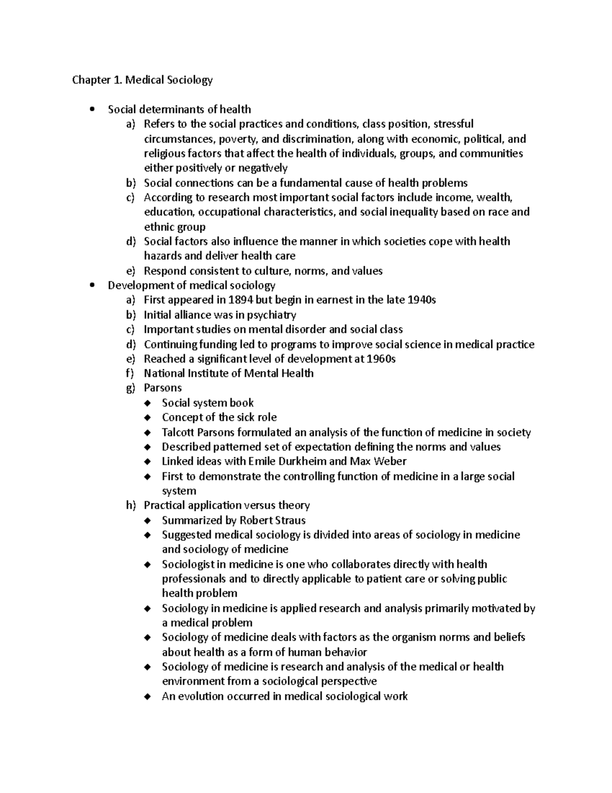 Chapter 1 - Lecture notes 1 - Chapter 1. Medical Sociology Social ...