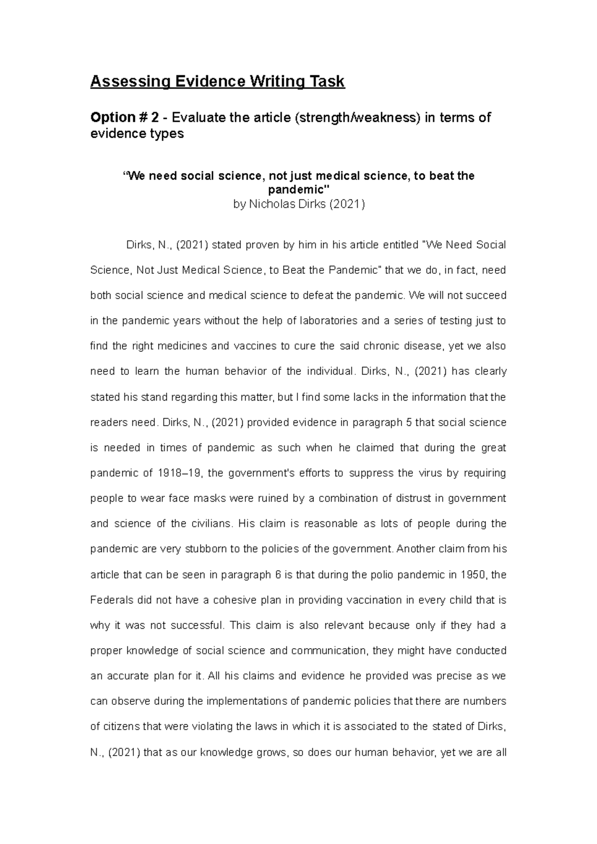 Assessing-Evidence-Writing-Task-1 - Assessing Evidence Writing Task ...