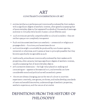 Constraints ON Definitions OF ART - COMPONENTS OF ART SUBJECT The ...