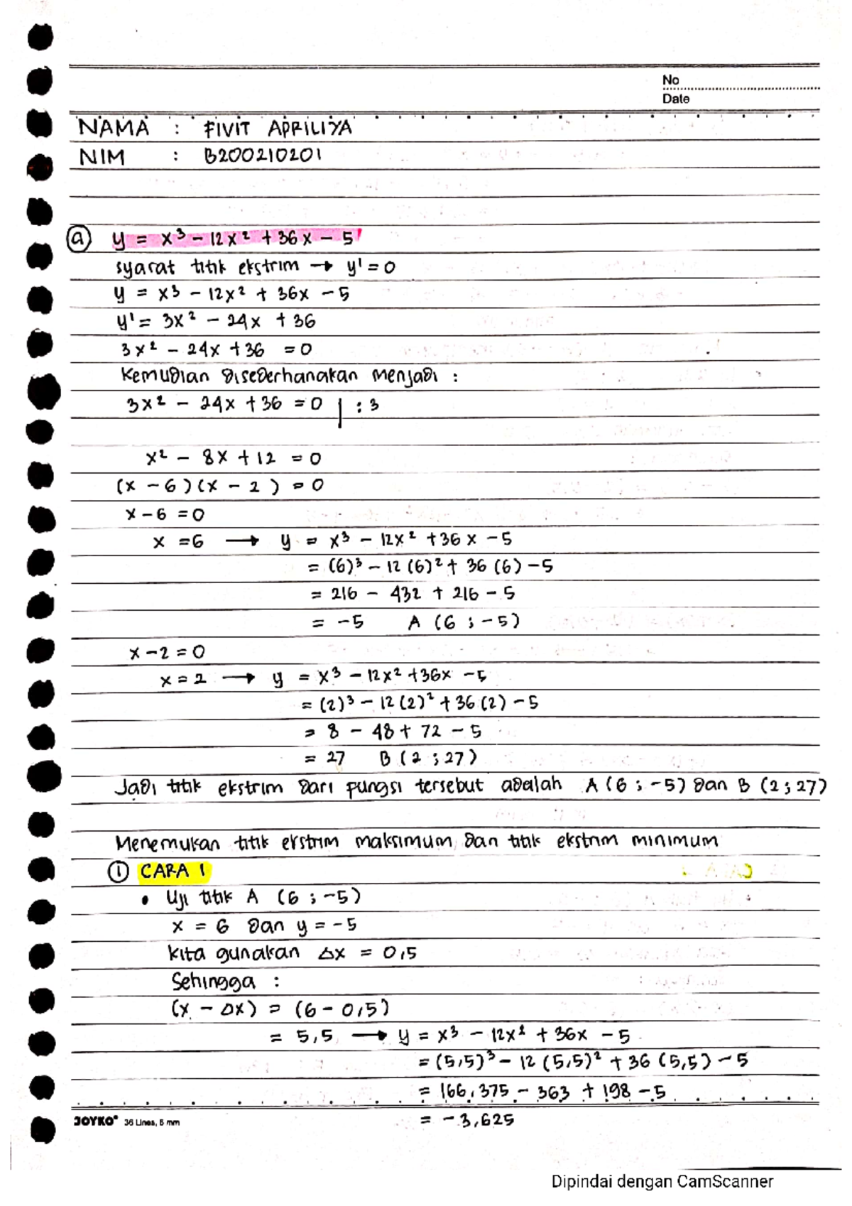Tugas Maksimum dan Minimum - Economic math - Studocu