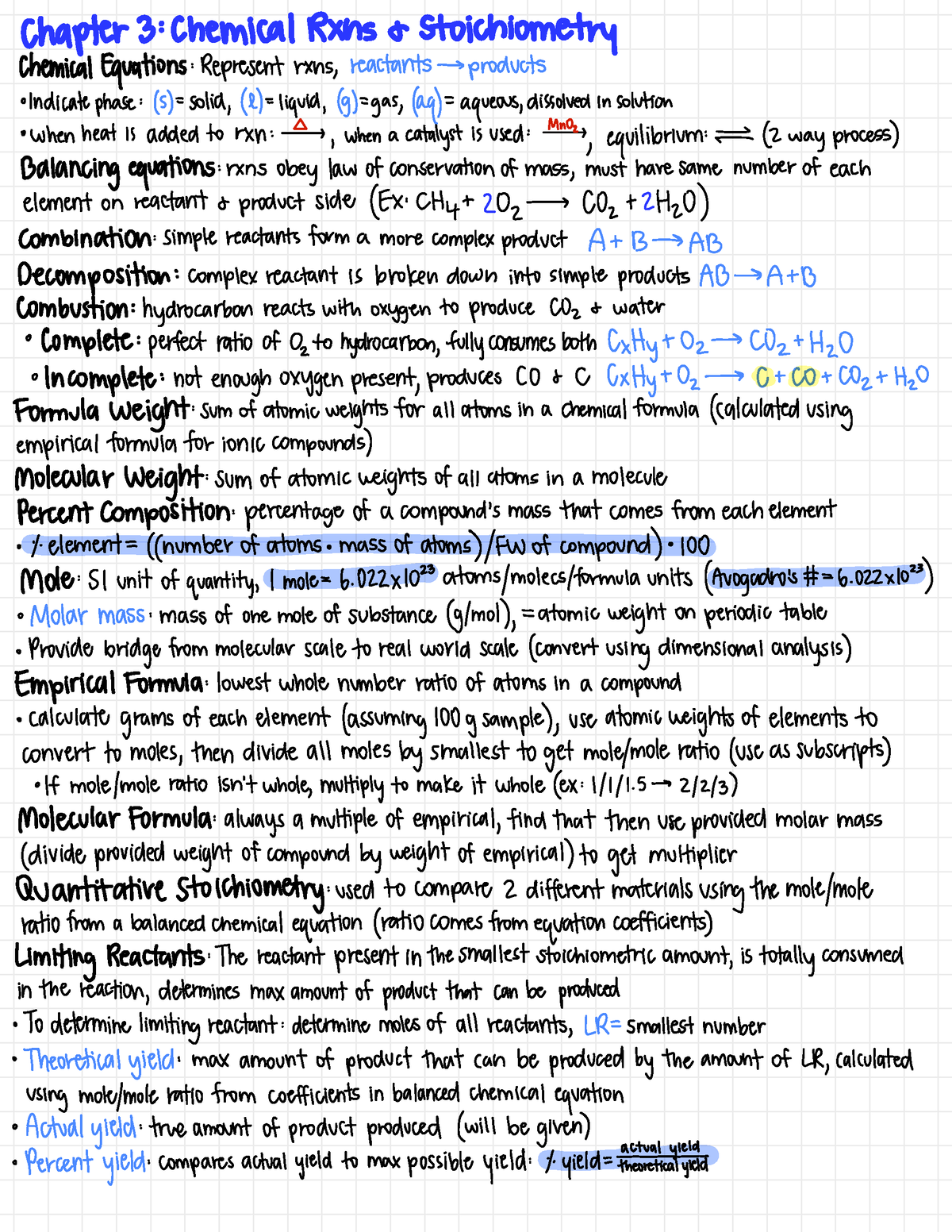 CH 3 - Dr Howell 1101 - Chapter 3 : chemical Rxns & Stoichiometry ...