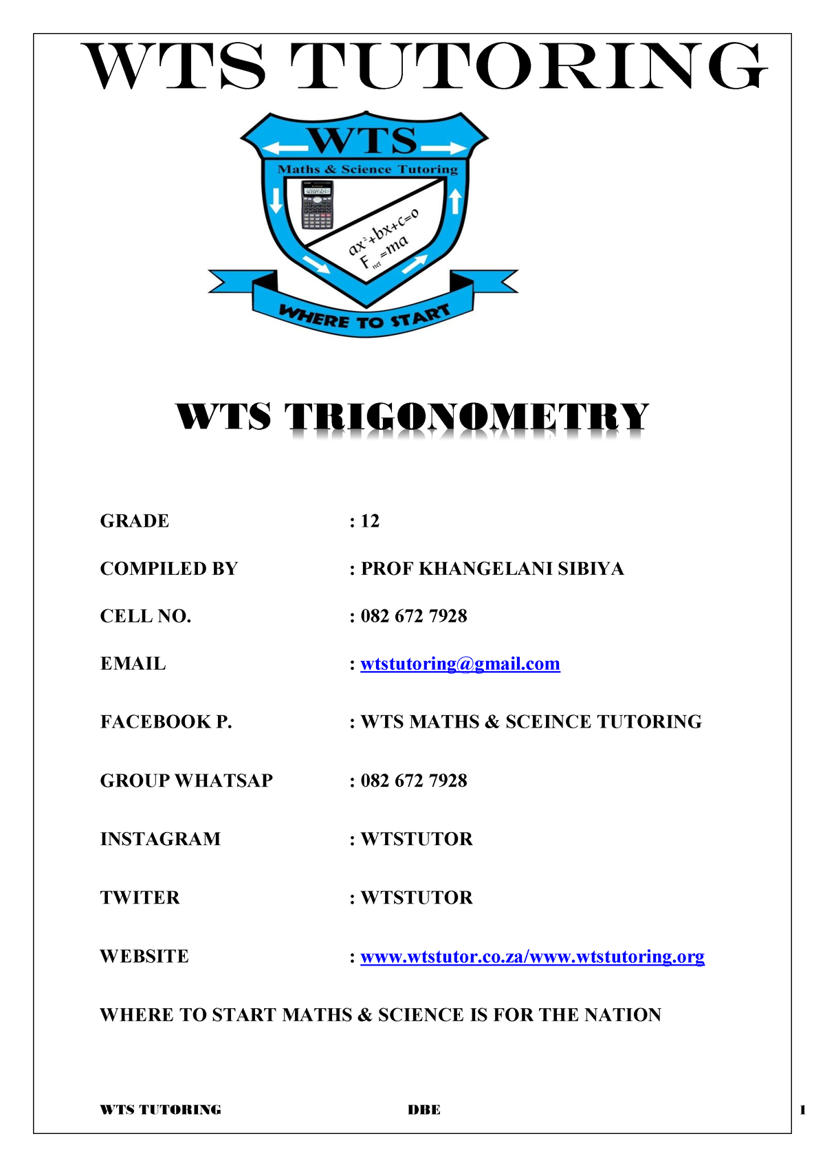 wts tutoring grade 12 mathematics functions