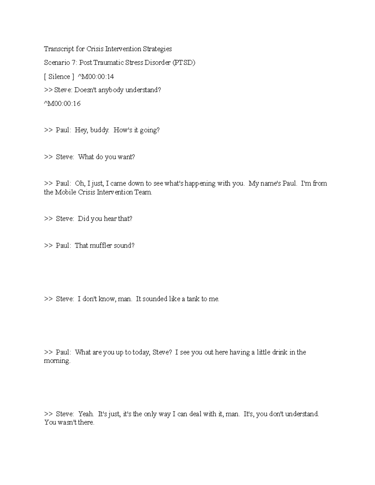 Scenario 7 - example - Transcript for Crisis Intervention Strategies ...