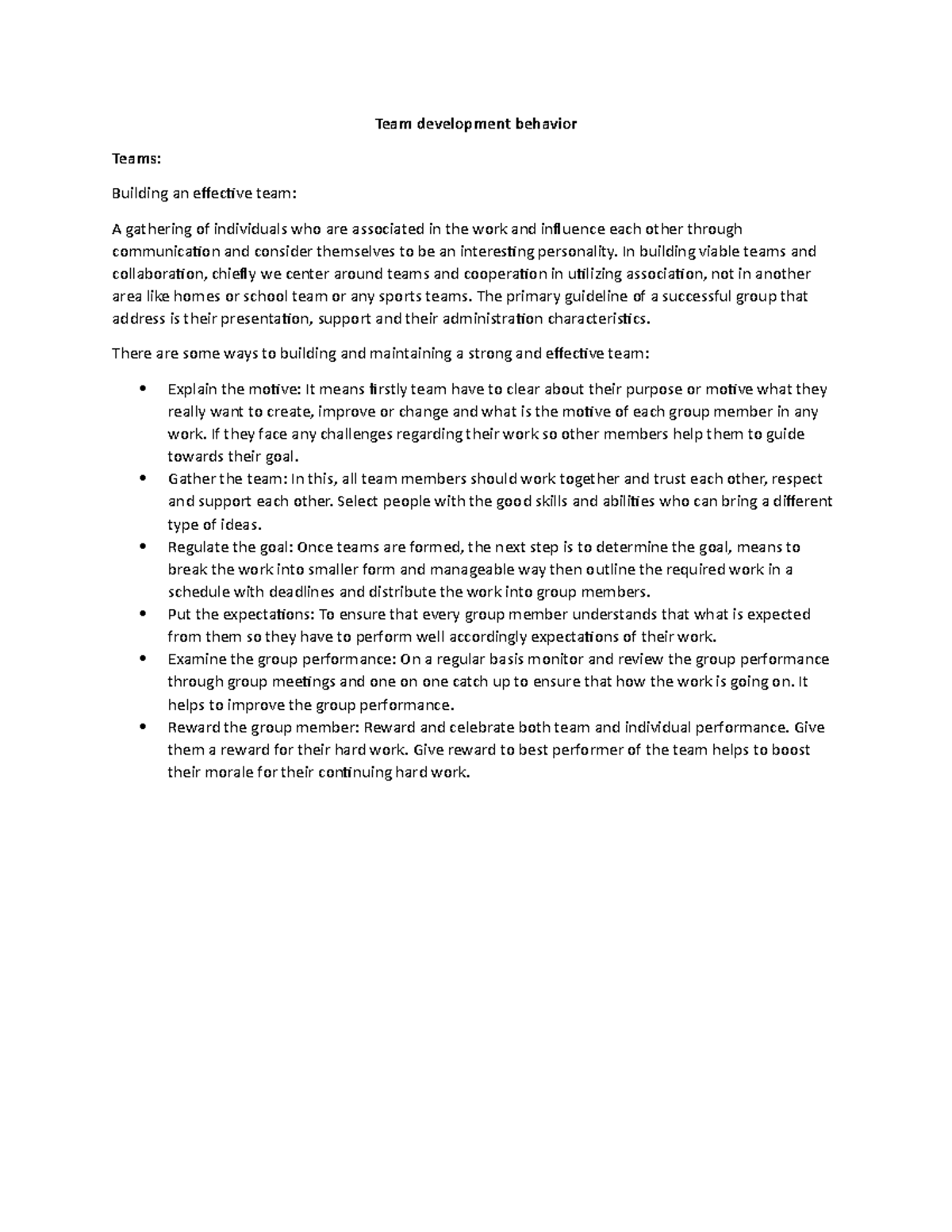 Team development behavior - Team development behavior Teams: Building ...
