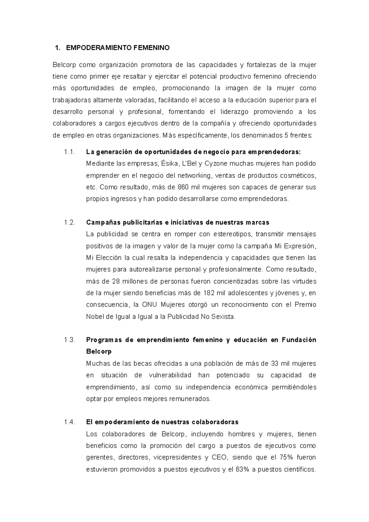 Empoderamiento Femenino 1 EMPODERAMIENTO FEMENINO Belcorp Como
