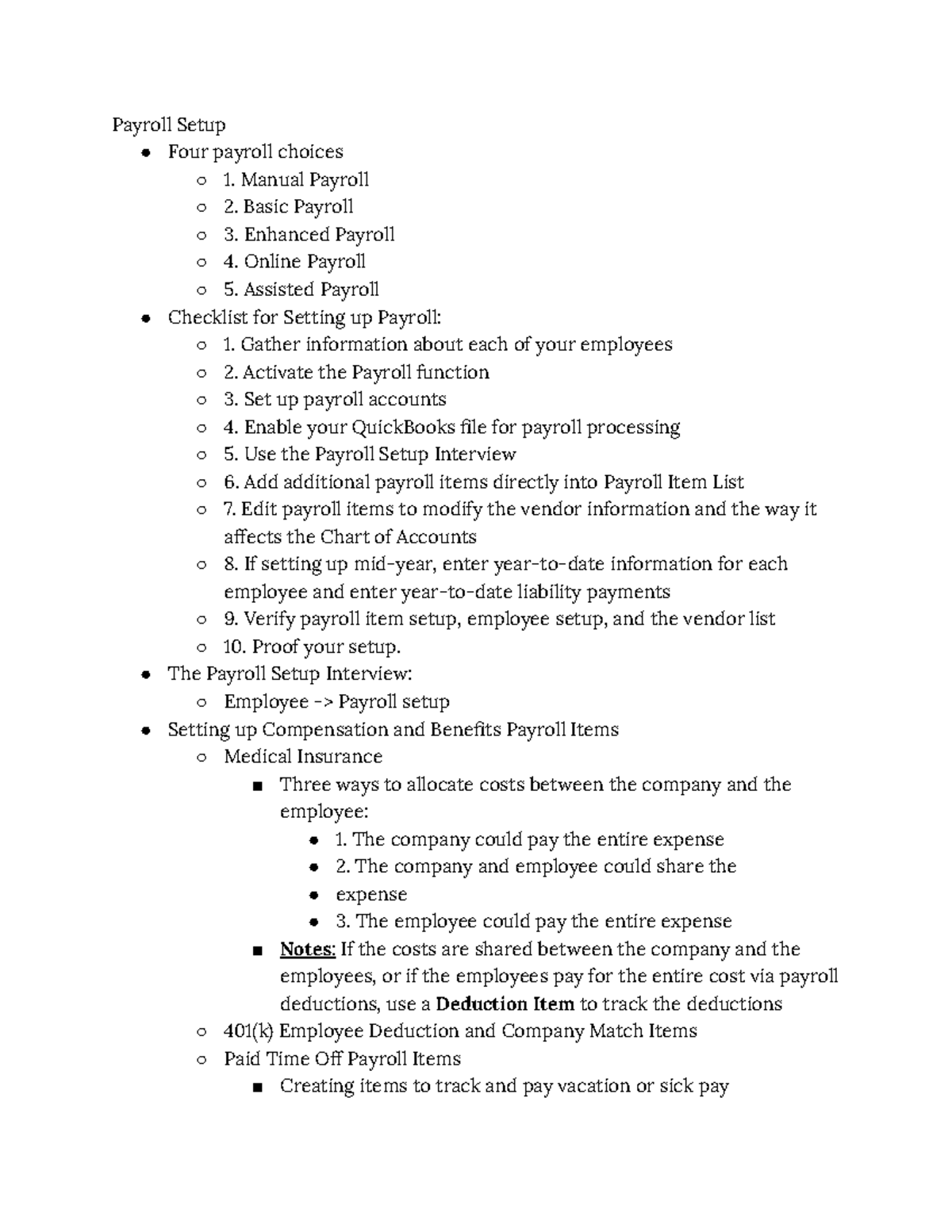 Module 7 Payroll - Payroll Setup Four payroll choices 1. Manual Payroll ...