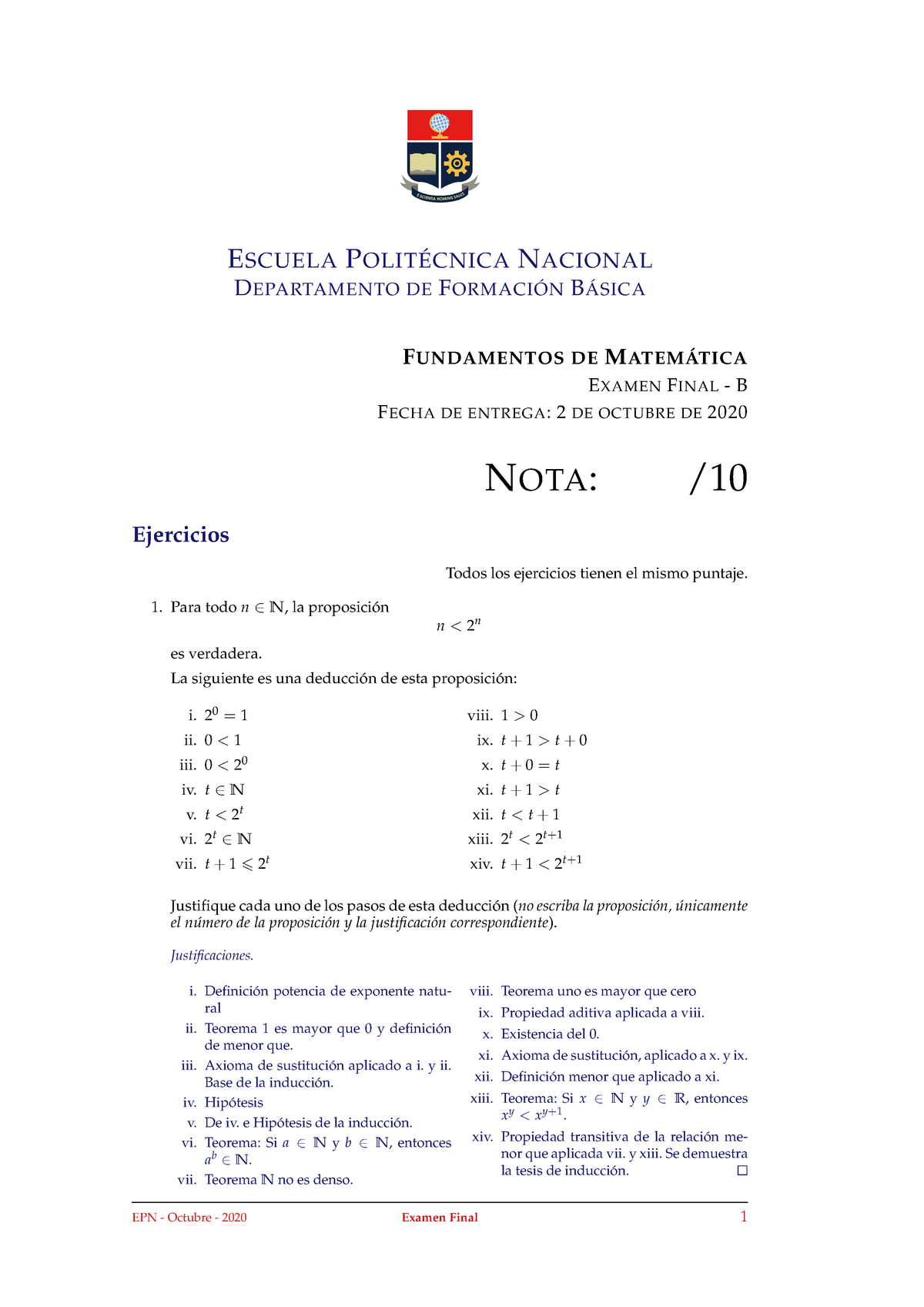 Examen Final B 2020a - ESCUELAPOLITÉCNICANACIONAL DEPARTAMENTO ...