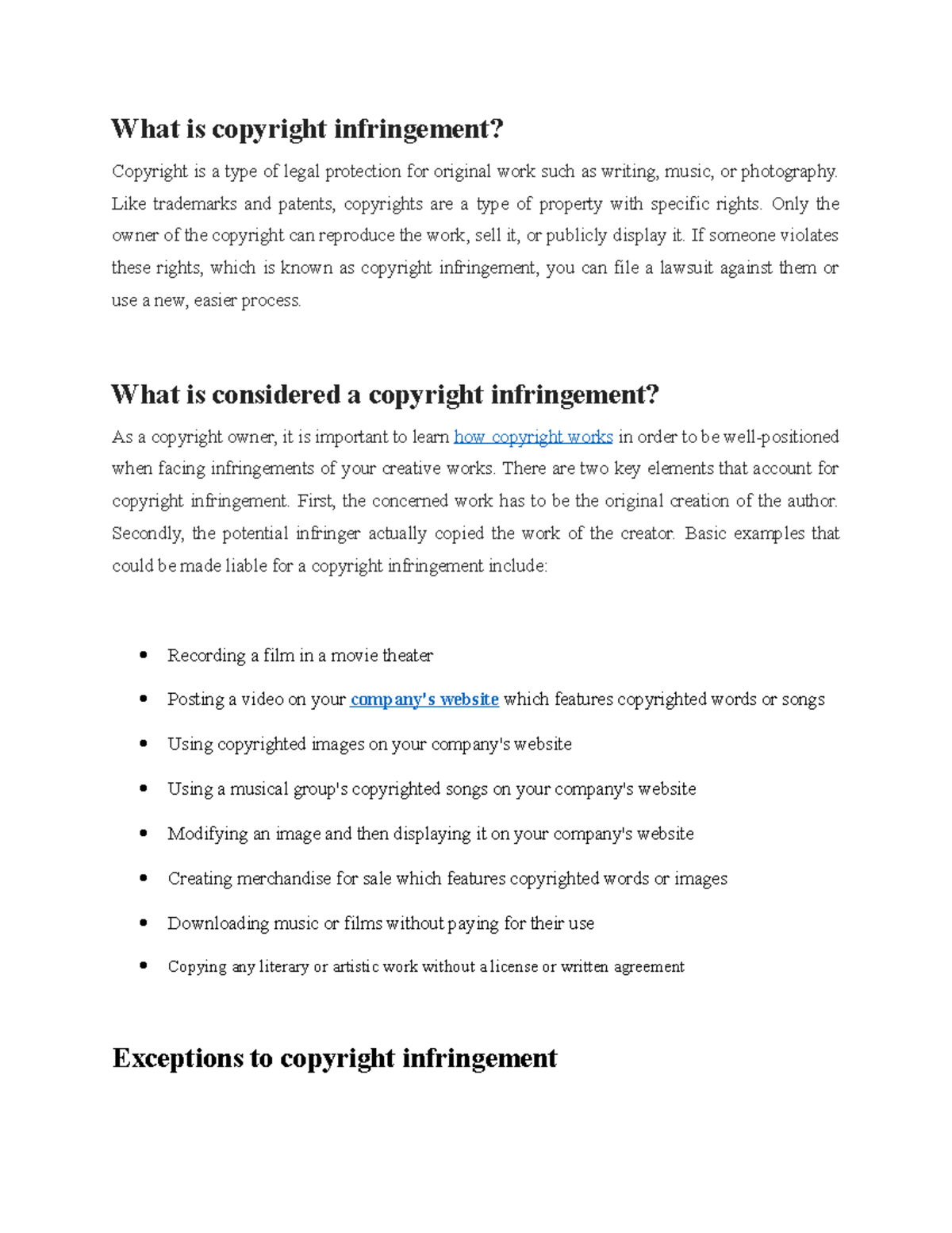 Copyright infringement What is copyright infringement? Copyright is a
