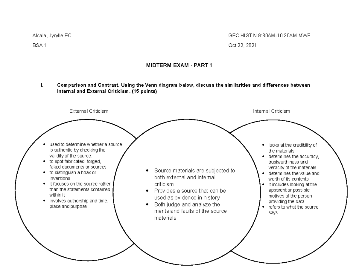 GEC HIST Internal and External Criticism Venn Diagram - Accountancy ...