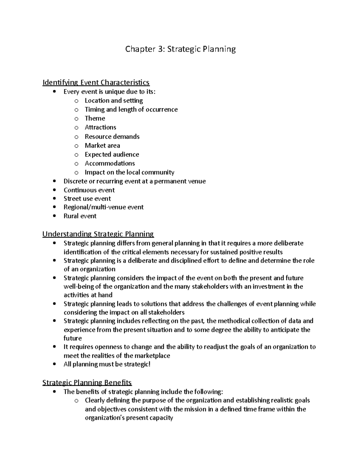 Chapter 3 - Strategic Planning - Chapter 3: Strategic Planning ...