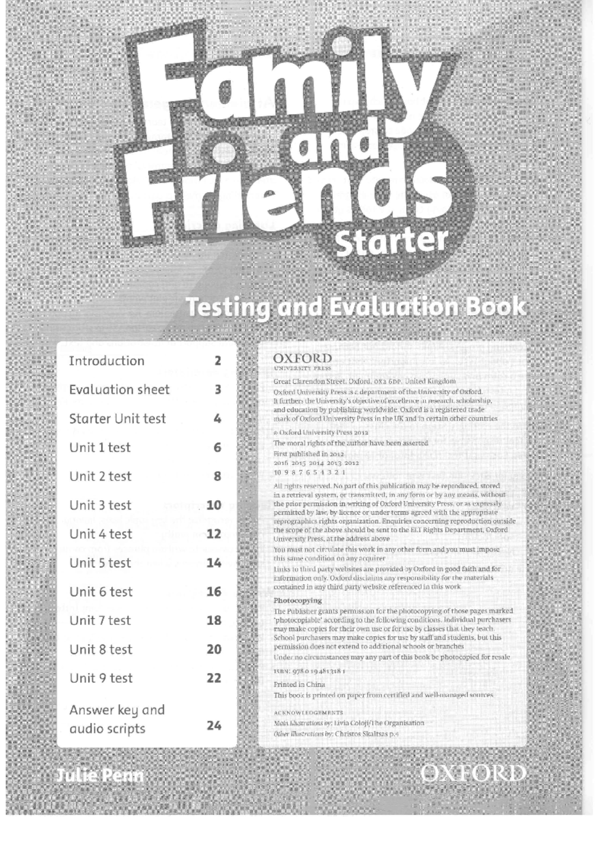 Family and Friends Starter Testing and Evaluation Book full ...
