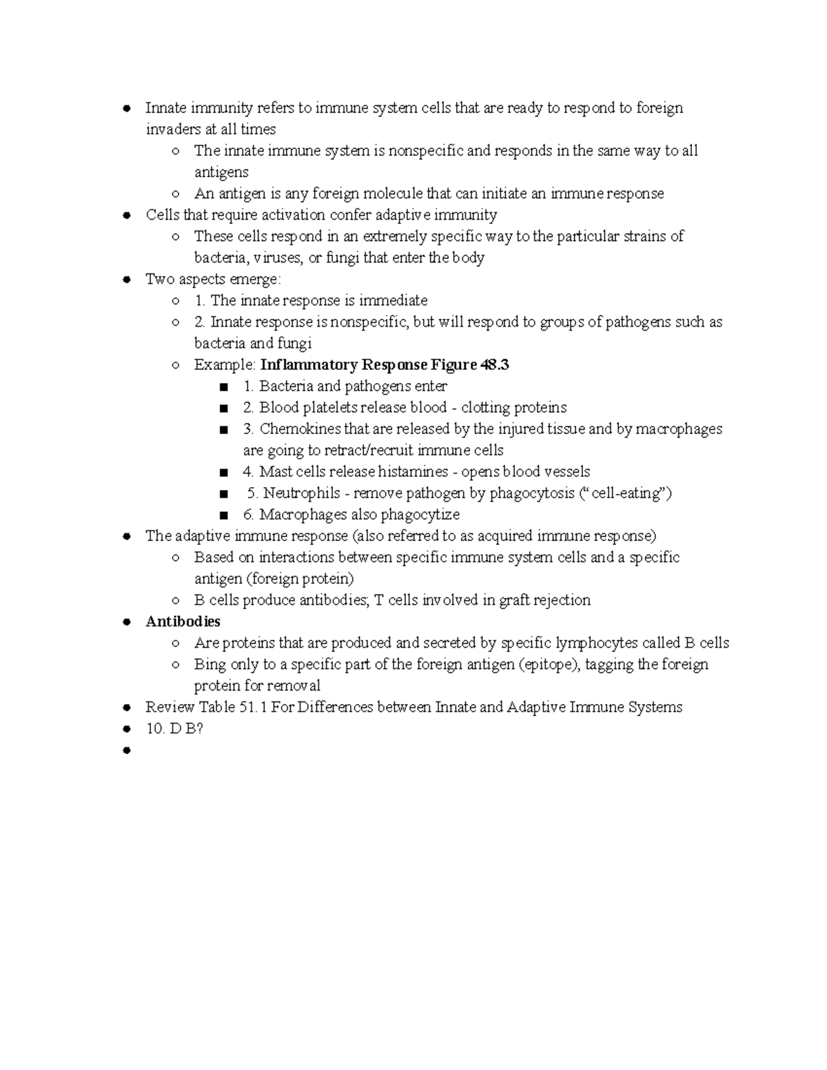 Bio Notes 12 8 16 - Innate immunity refers to immune system cells that ...