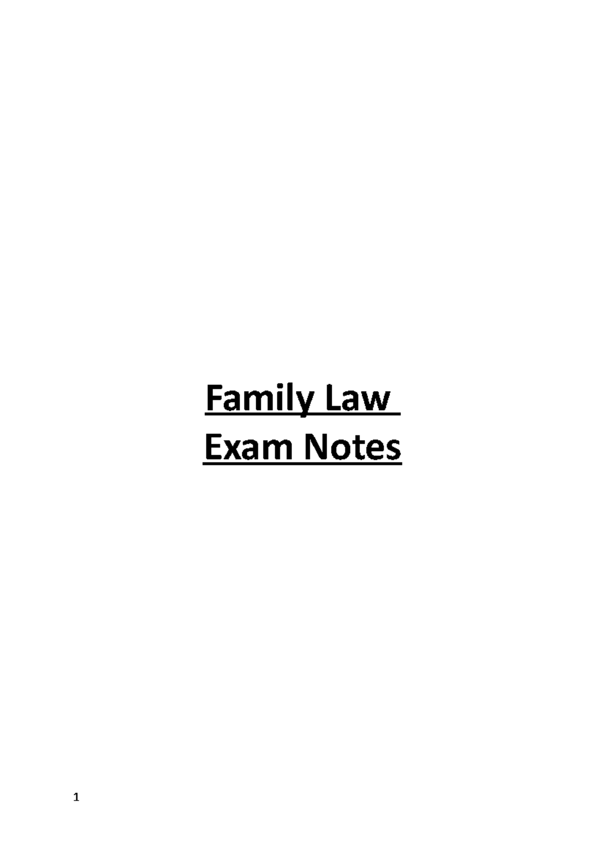 Family Law Exam Notes Family Law Exam Notes Week 1 Introduction to