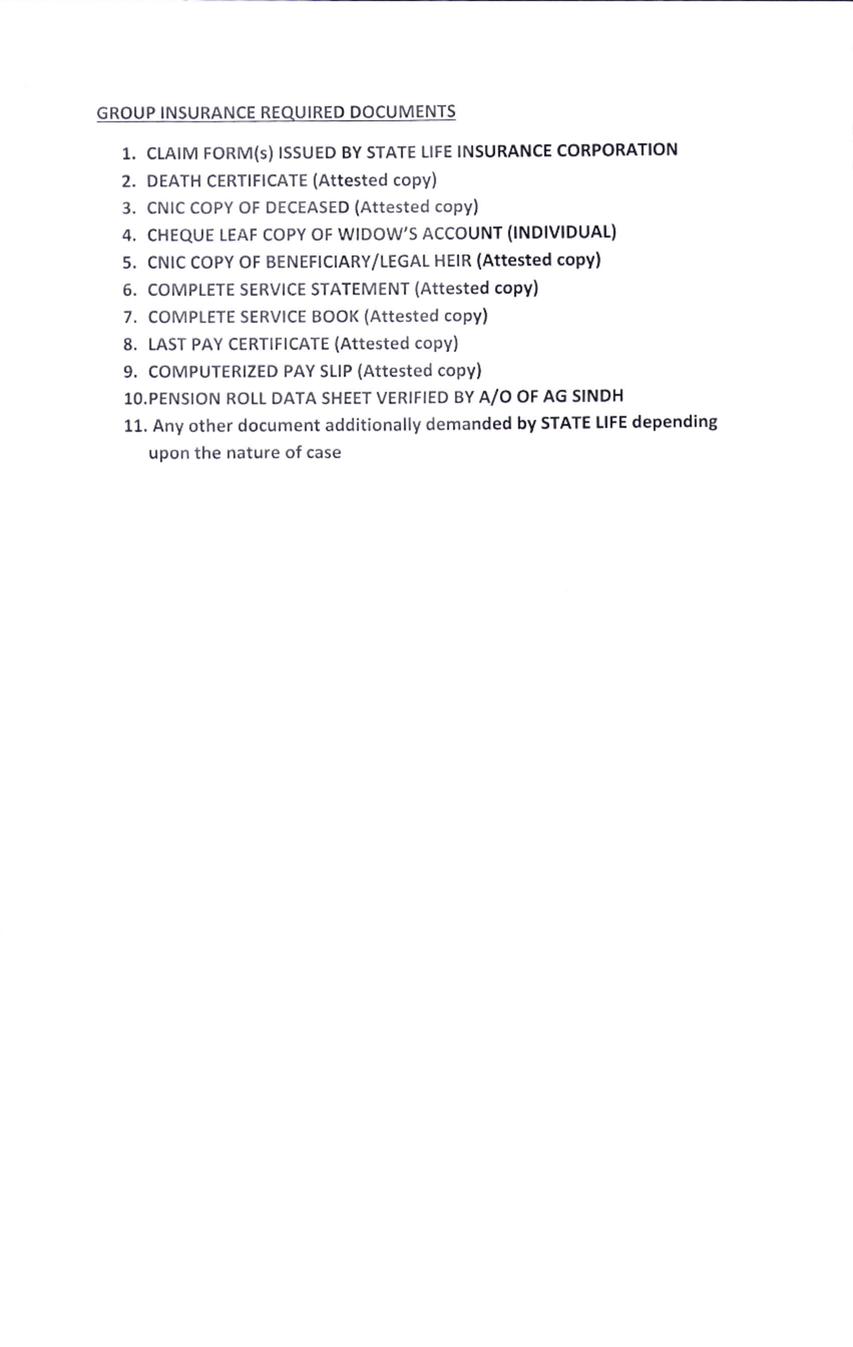 Group Insurance - Group Insuranc E Reouired Documents 1. Claim Form(s 