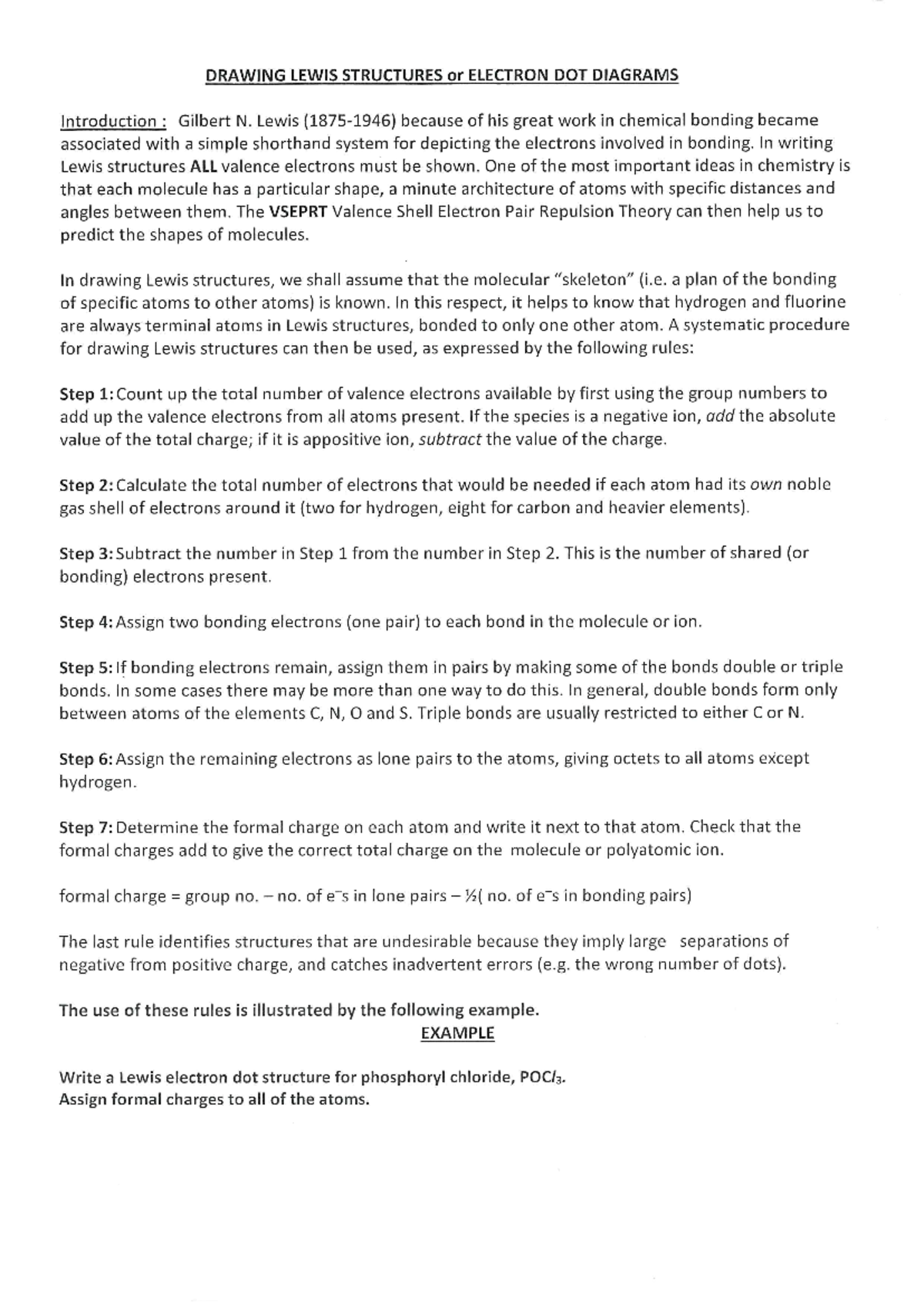 Drawing Polyatomic Electron Dot DRAWING LEWIS STRUCTURES or ELECTRON