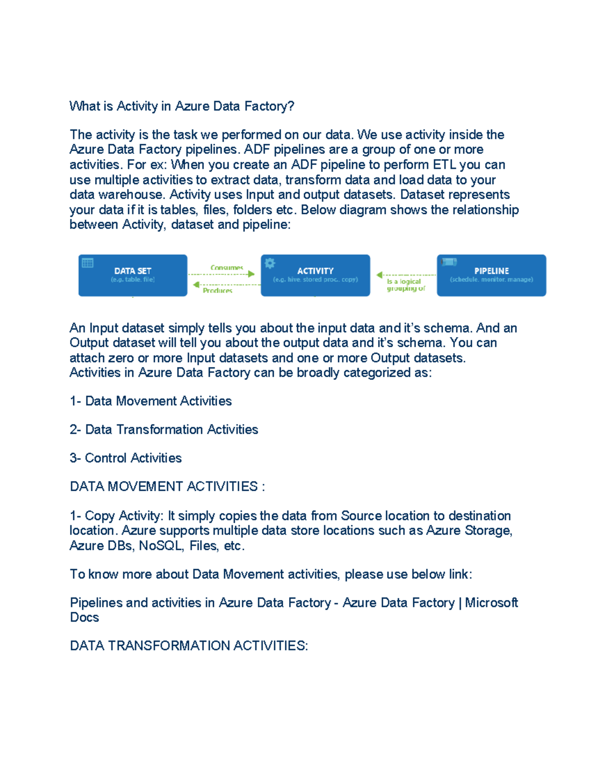 Adf faqs - What is Activity in Azure Data Factory? The activity is the ...