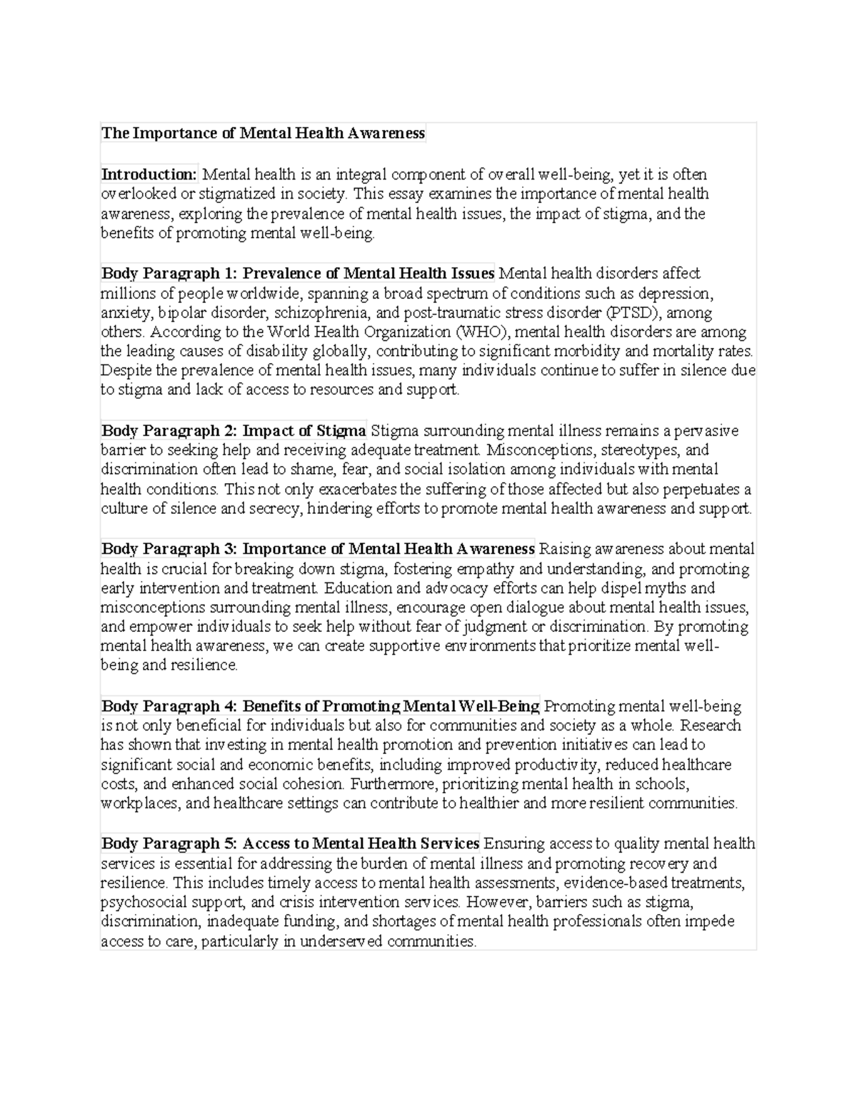 A - yasgduyuoadhsahduhasdhashdyahu. - The Importance of Mental Health ...