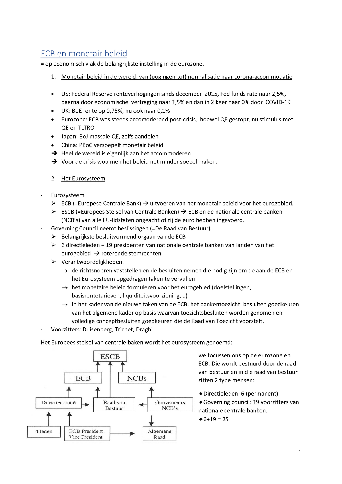 Samenvatting ECB En Monetair Beleid - ECB En Monetair Beleid = Op ...