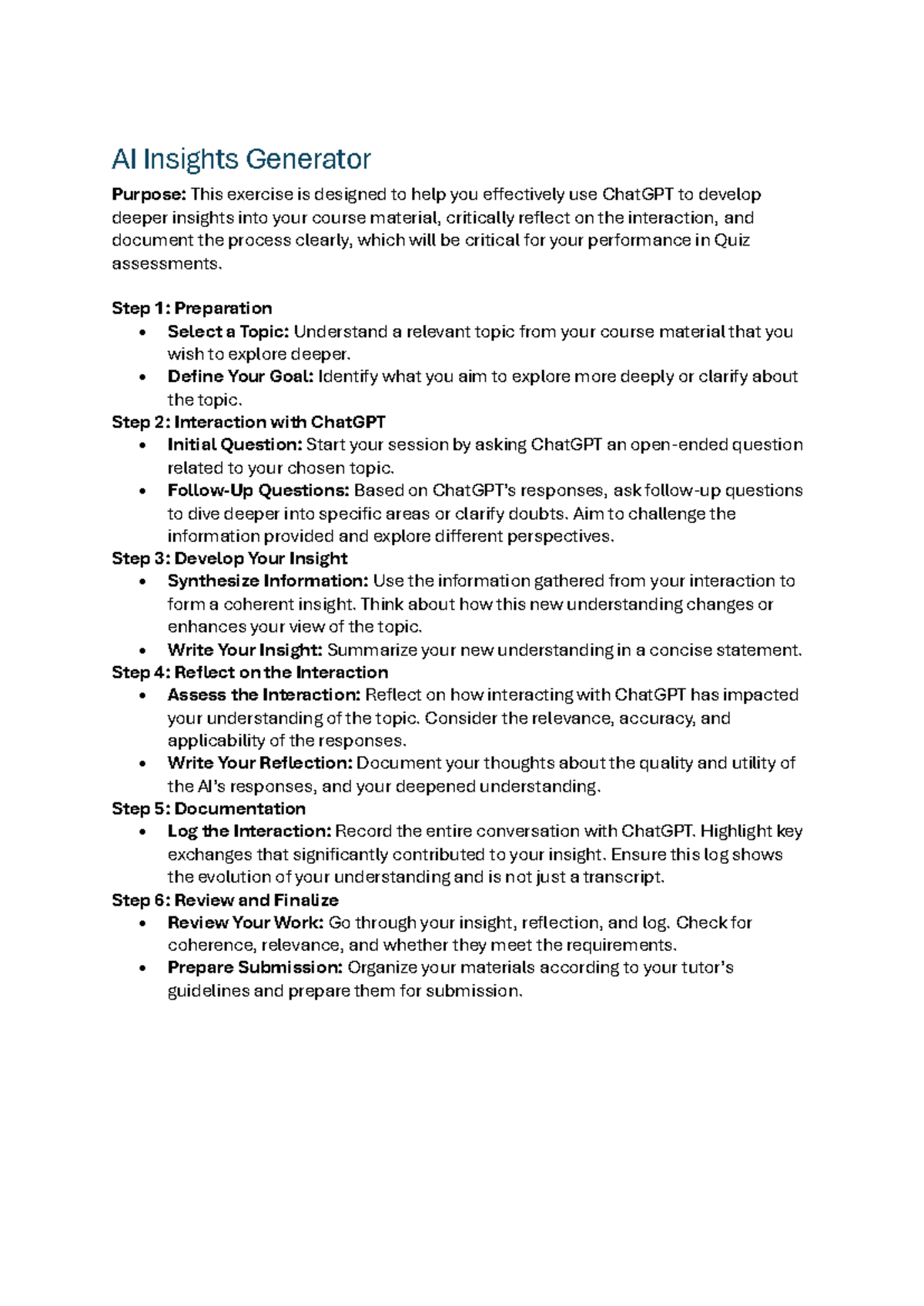 AI Insights Generator - AI Insights Generator Purpose: This exercise is ...