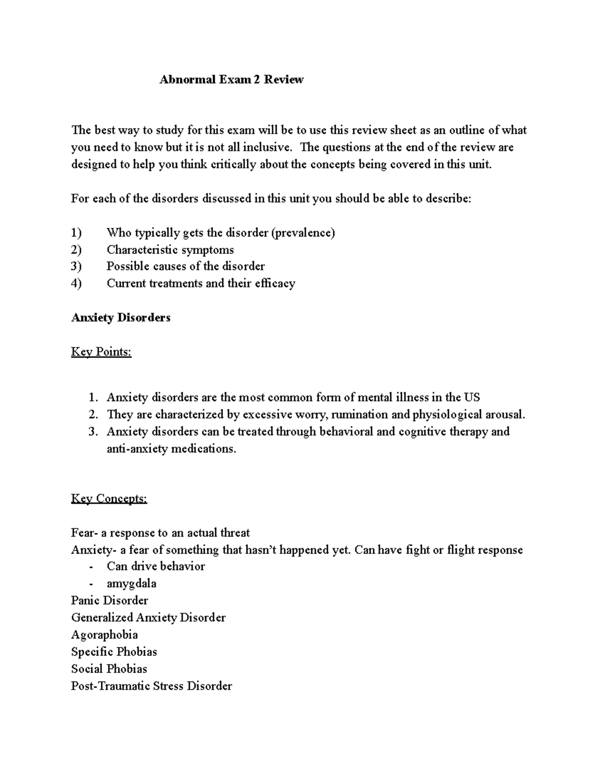 Abnormal Exam 2 Review - Abnormal Exam 2 Review The best way to study ...