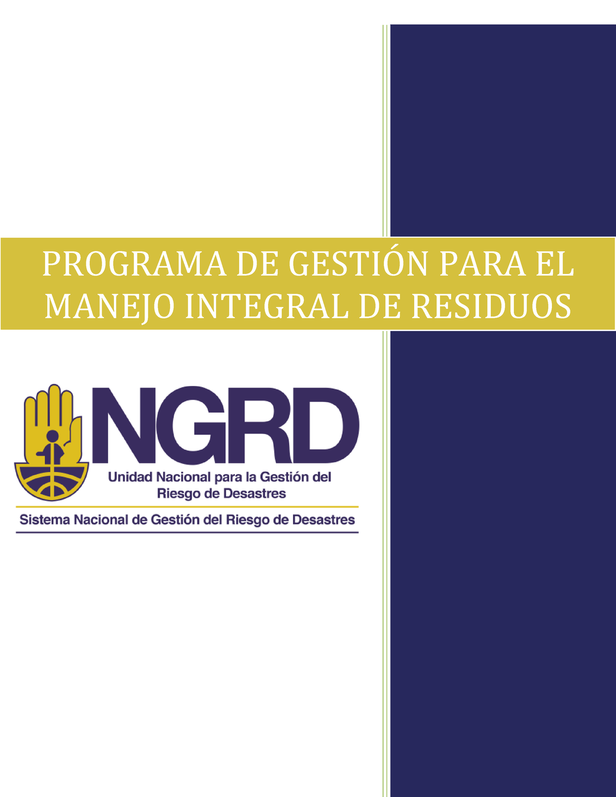 Pro Sipg Manejo Integral De Residuos V Programa De Gestin