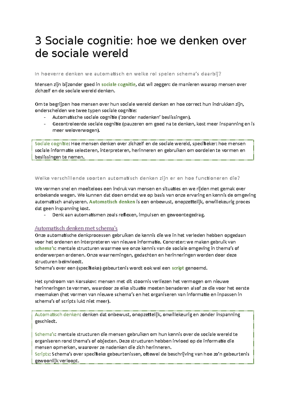 Hoofdstuk 3: Sociale Cognitie (WederzijdseBeinvloeding- P2) - 3 Sociale ...