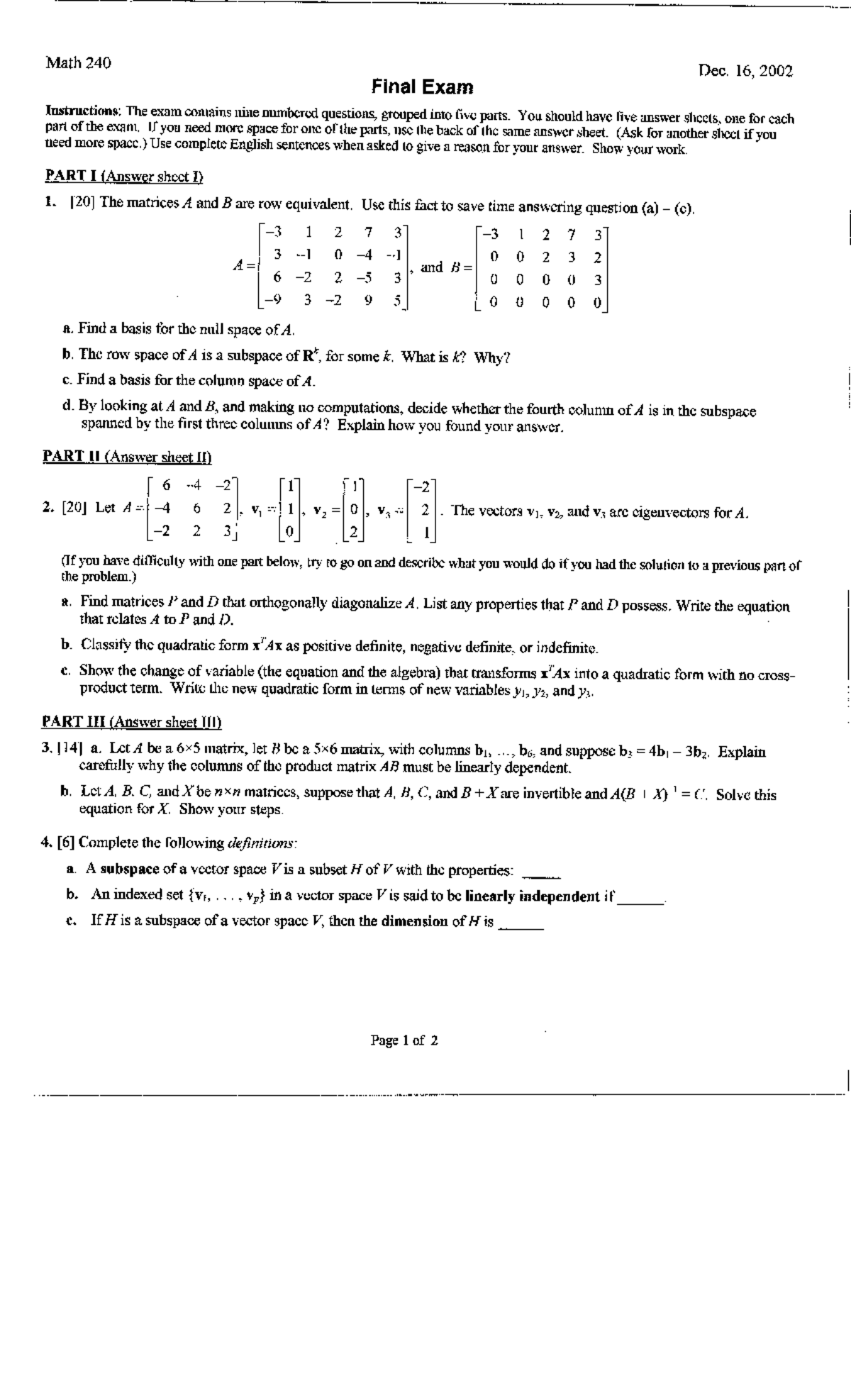 MATH240 ALL- Sections FALL2002 0000 Final EXAM - Math 240 Dec. 16, 2002 ...
