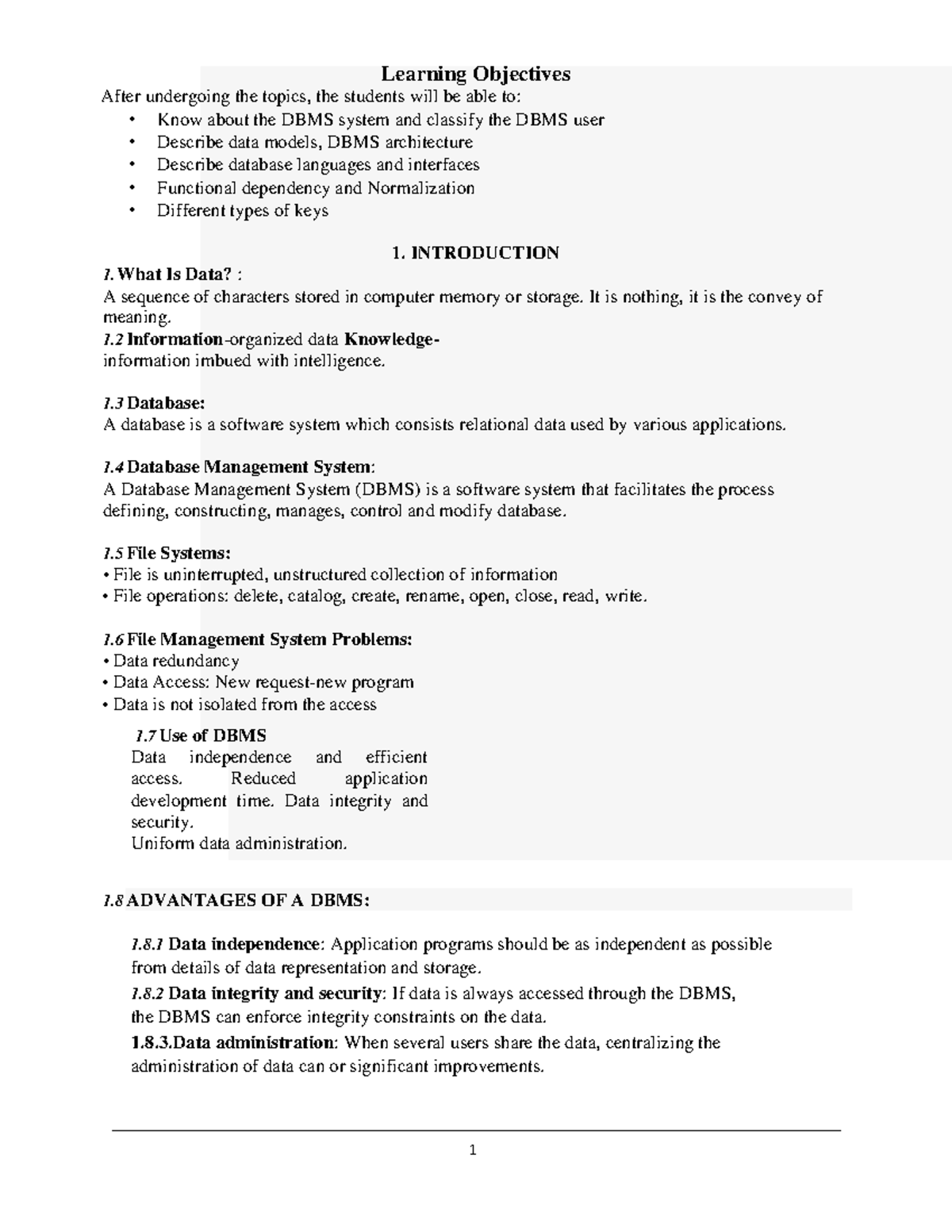 DBMS E Notes - vvftftftfffffvyvyh - Learning Objectives After ...