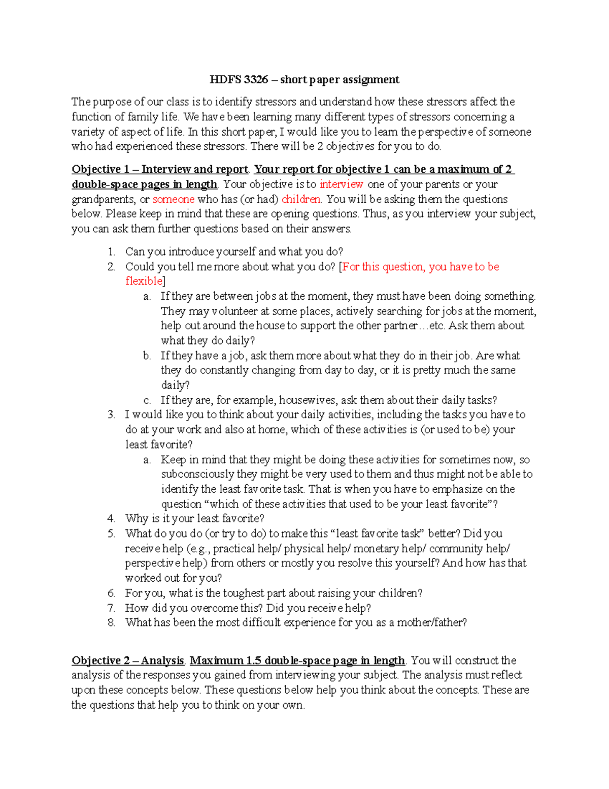 Short Paper Assignment HDFS 3326 short paper assignment The purpose