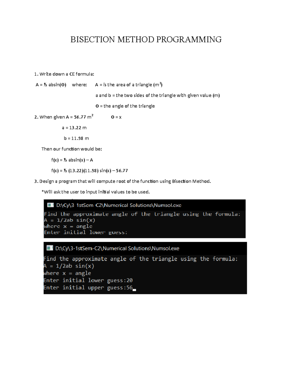 Program For Bisection Method : Program for Bisection Method – VXYCZ