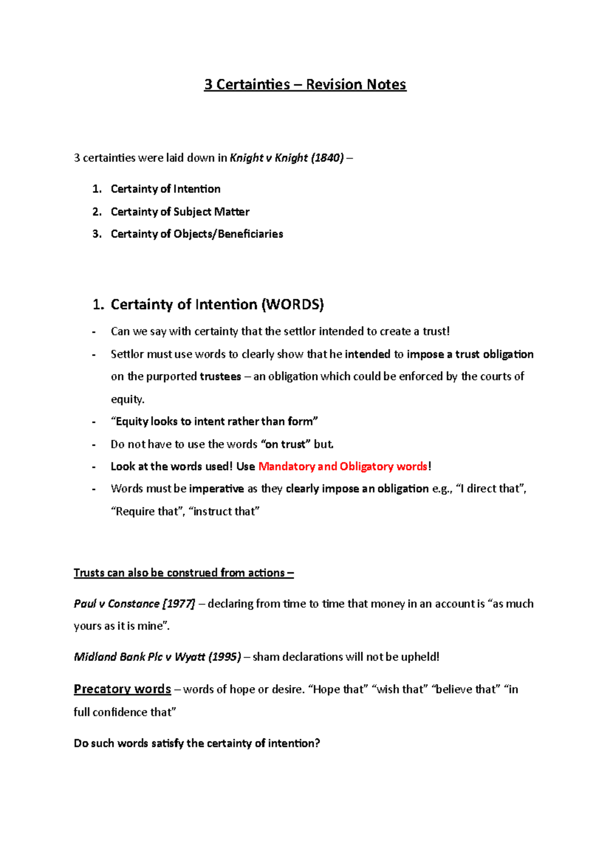 3 Certainties Revision Notes - 3 Certainties – Revision Notes 3 ...