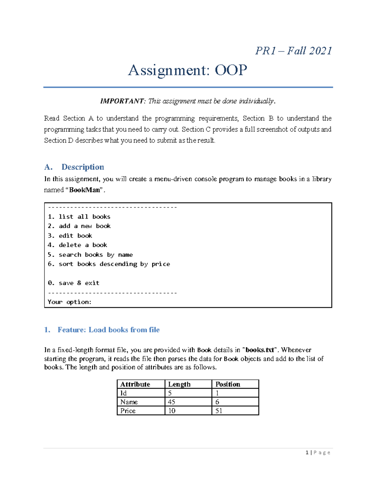 PR1 Assignment -DO IT - PR1 – Fall 2021 Assignment: OOP IMPORTANT ...