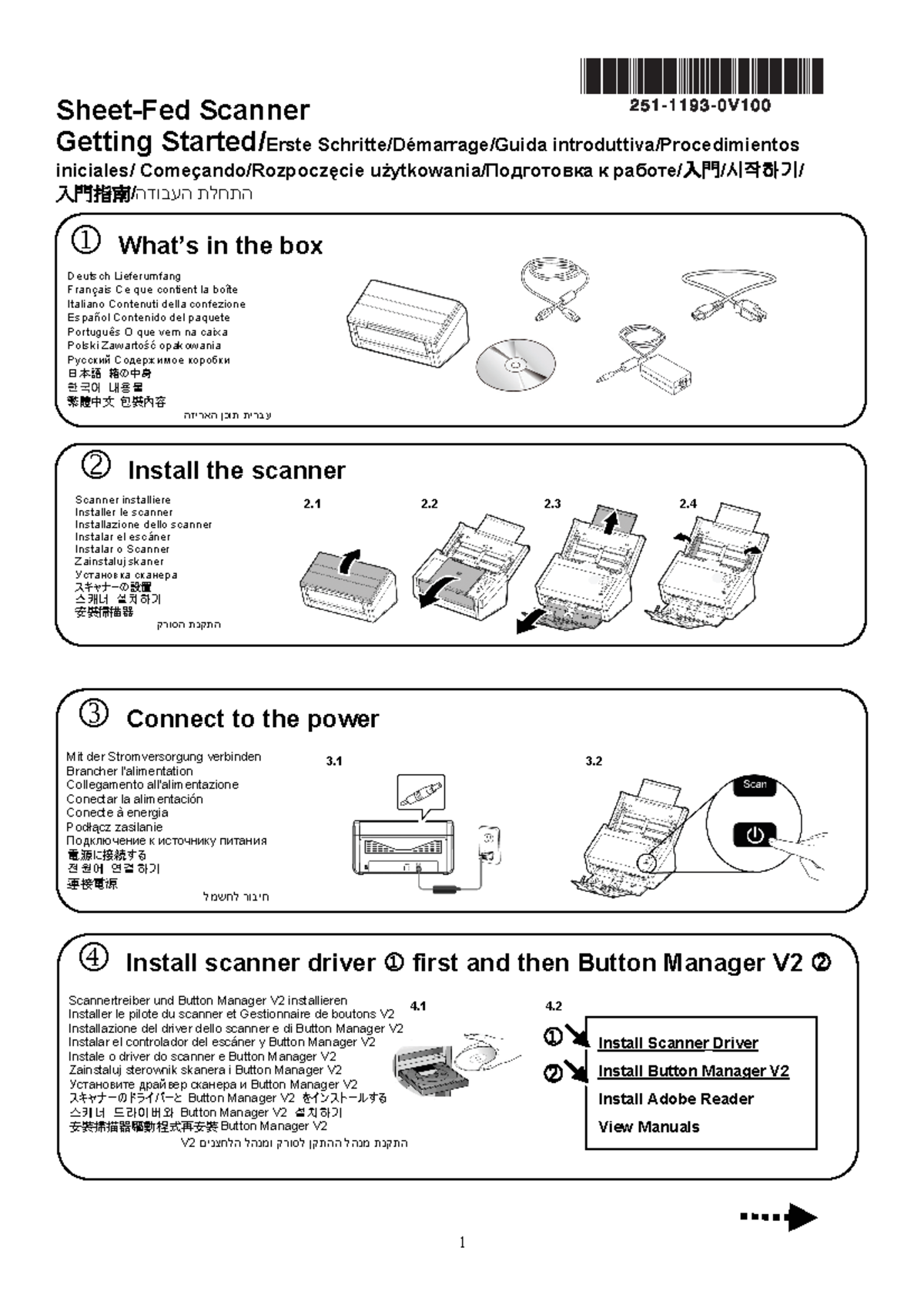 Avision Sheetfed Scanner AD240U (FL-1603B) - Quick Start Guide - 1 ...