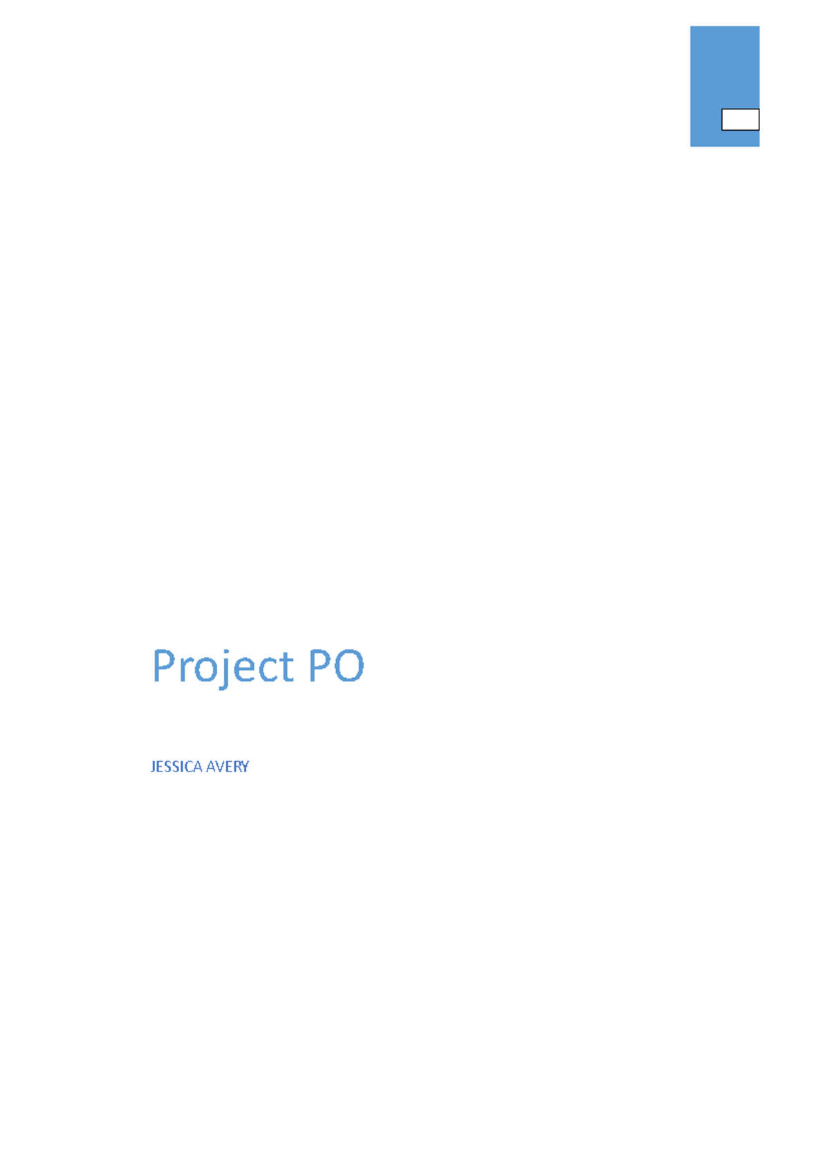 Project Plan - Project PO 1 - Project PO JESSICA AVERY Project Charter ...