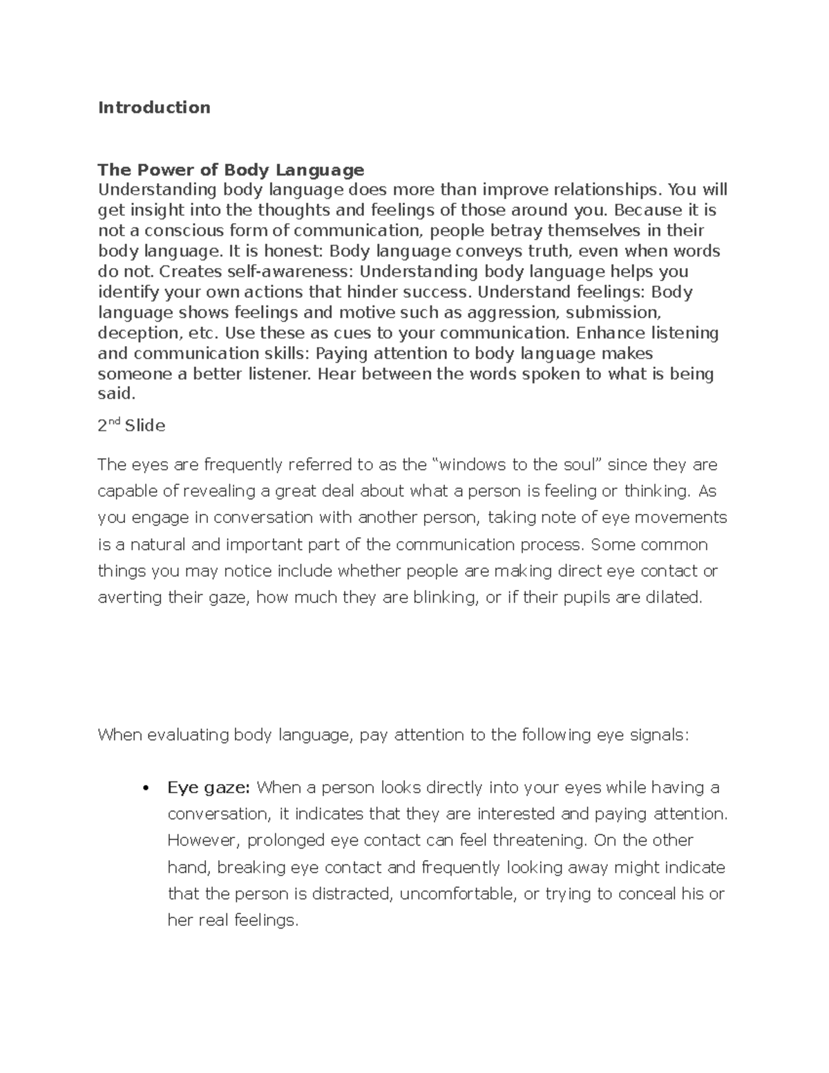 INFO - info - Introduction The Power of Body Language Understanding ...