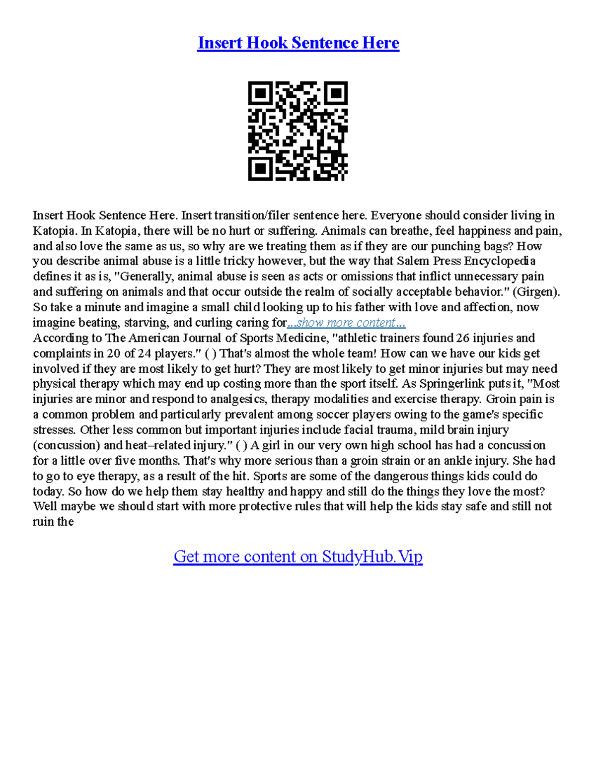 Hook Sentences For Essays Insert Hook Sentence Here Insert Hook