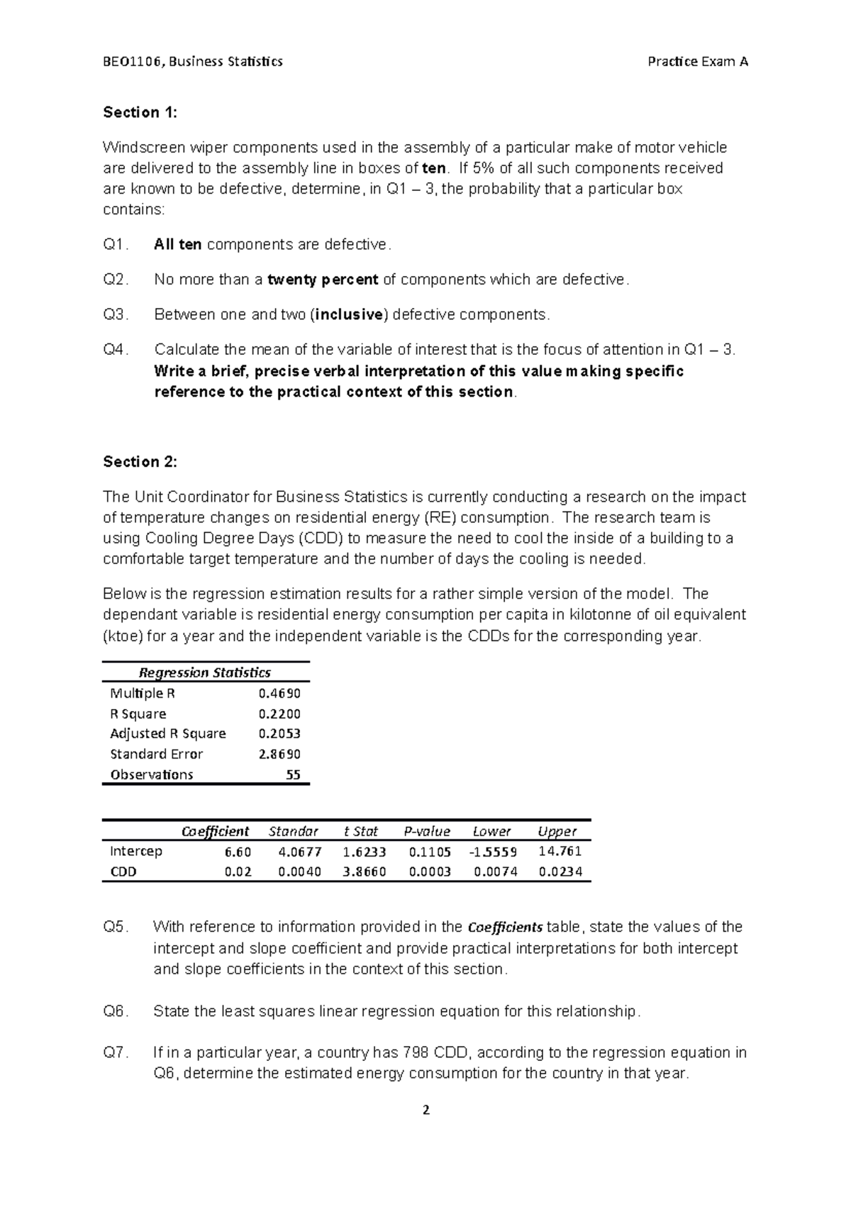 000Practice Exam A Practice materials. Section 1 Windscreen wiper