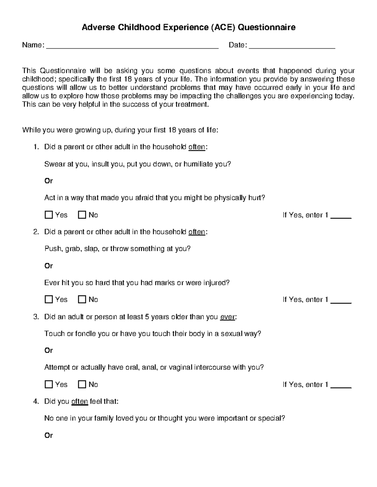 ACE - notes - Adverse Childhood Experience (ACE) Questionnaire Name ...