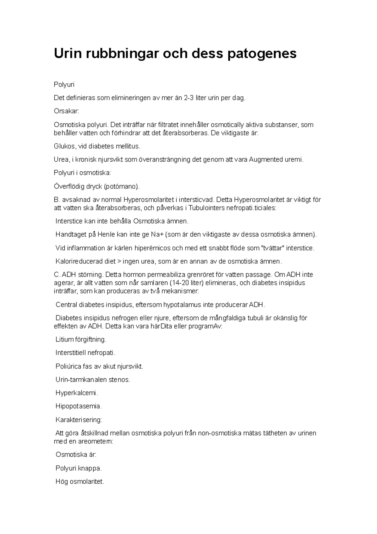 Urin rubbningar och dess patogenes - Urin rubbningar och dess patogenes ...