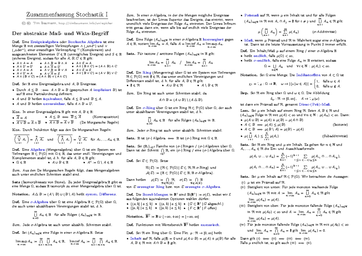 Stochastik Abitur Zusammenfassung Pdf www.studocu.com