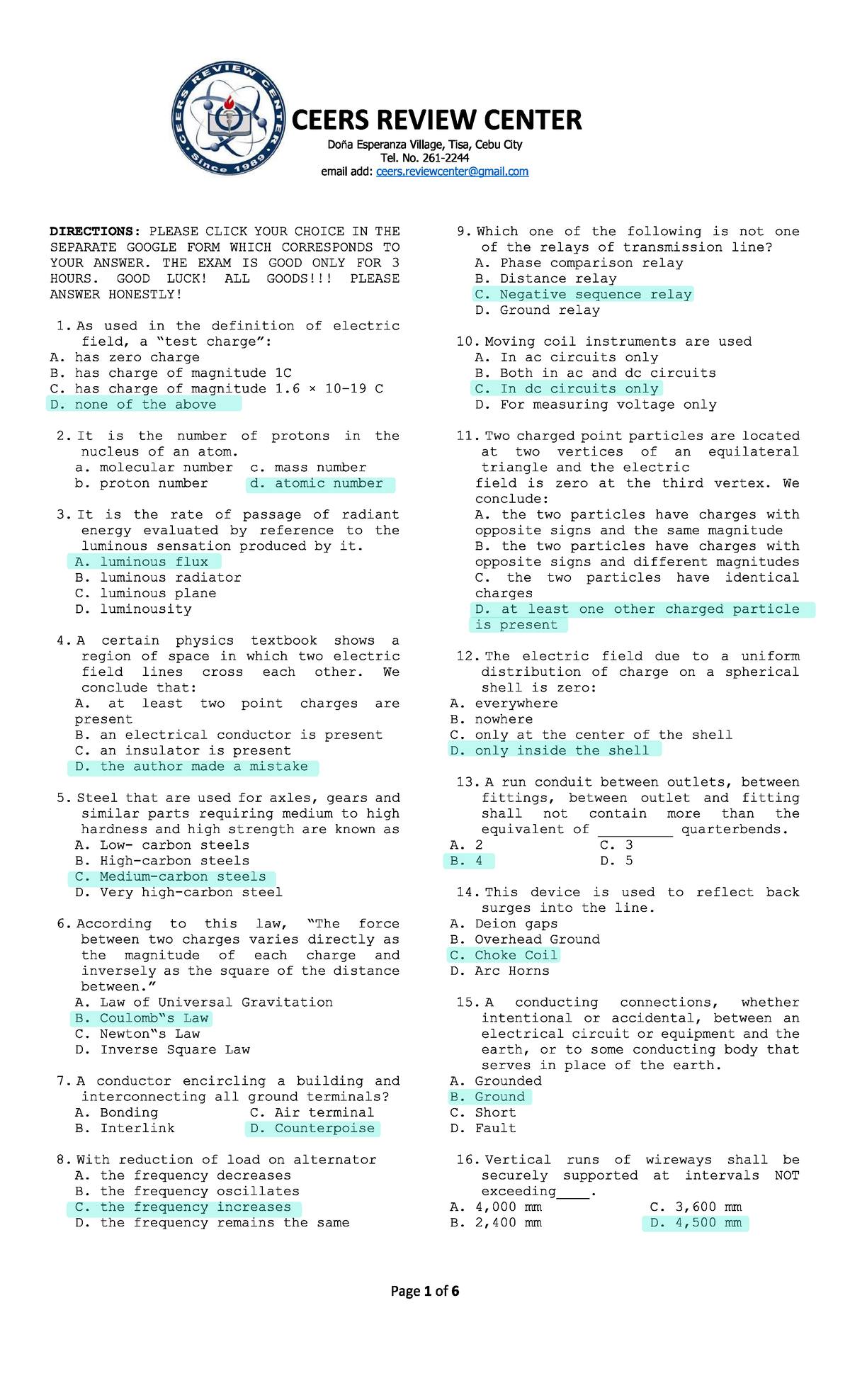 Pre-review-Exam-7 102921 220203 083711 - Bachelor of Science and ...