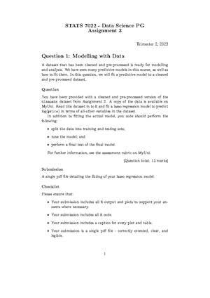 DS A1 soln - A1 Questions - STATS 7022 - Data Science PG Assignment 1 ...