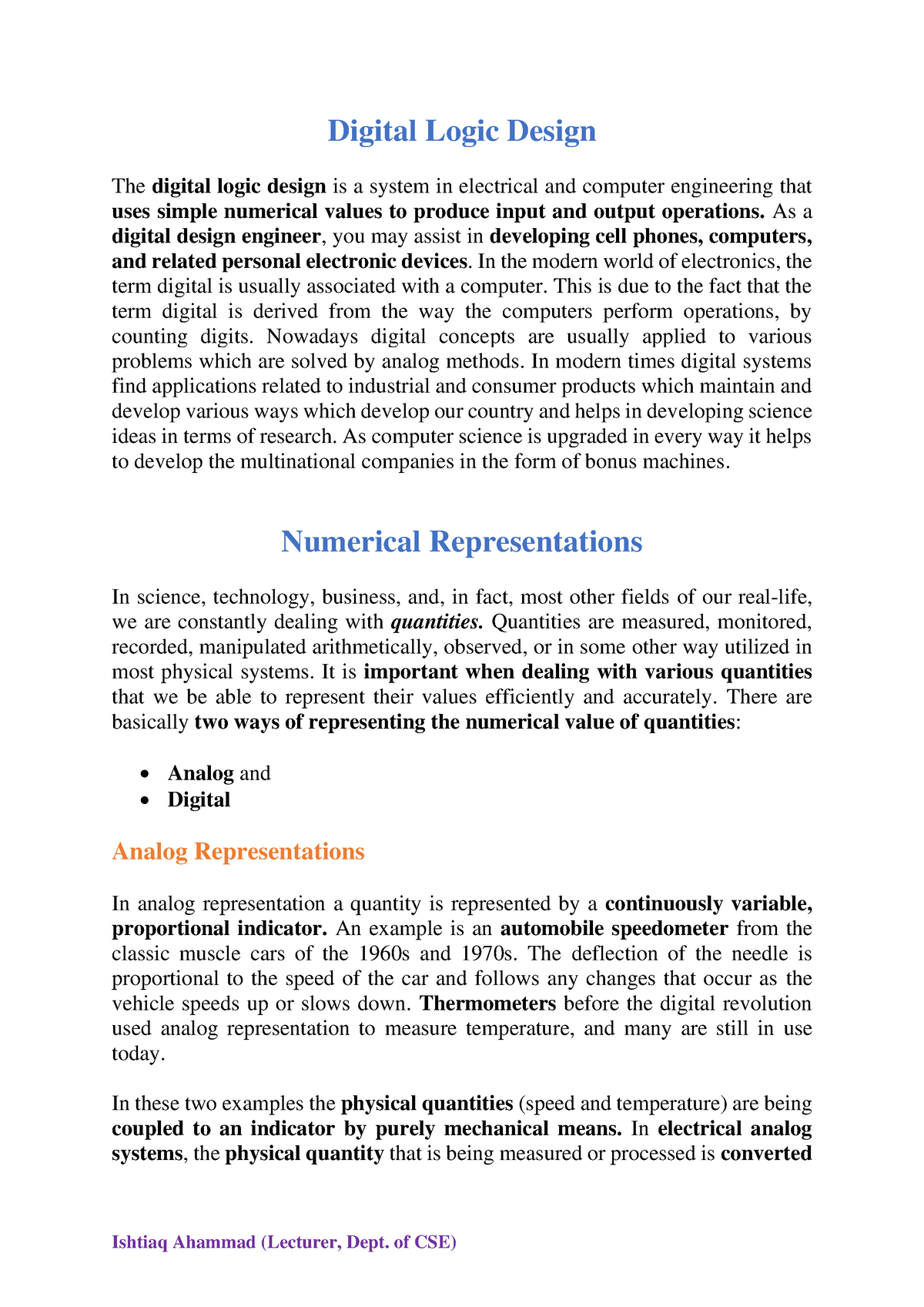 Lecture Note 1 (Number System) - Digital Logic Design The Digital Logic ...