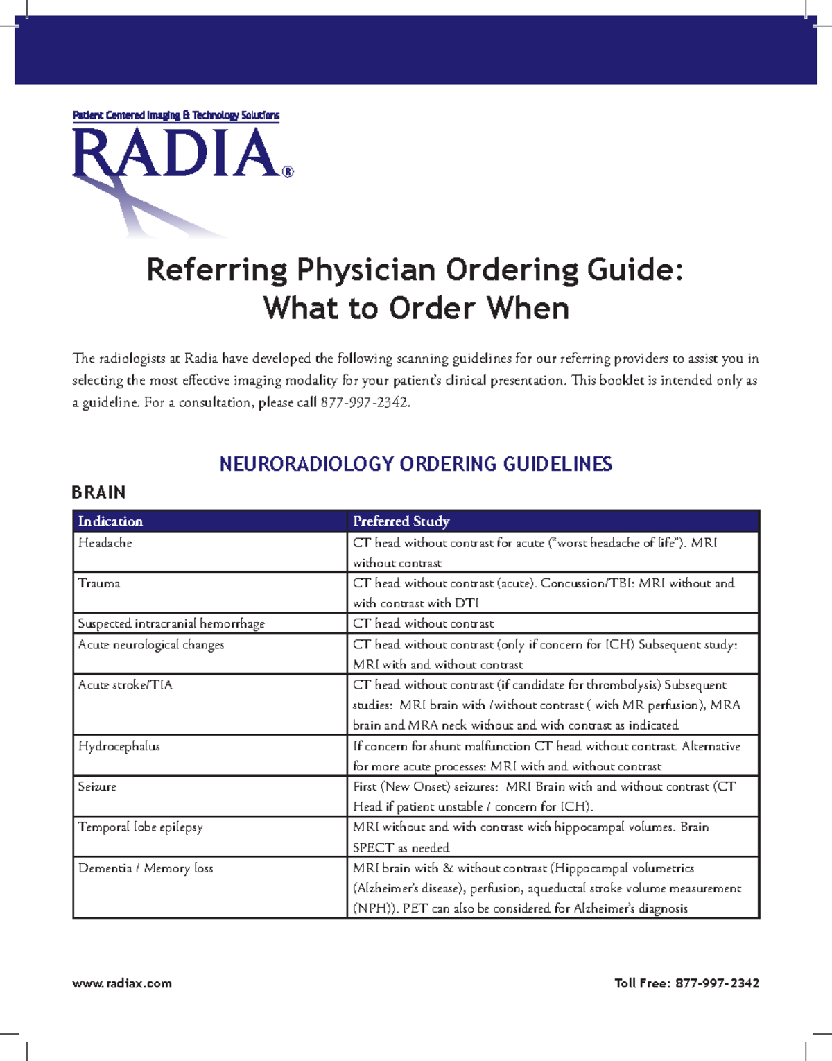Radiology Ordering Guidelines BIO 1111 Studocu