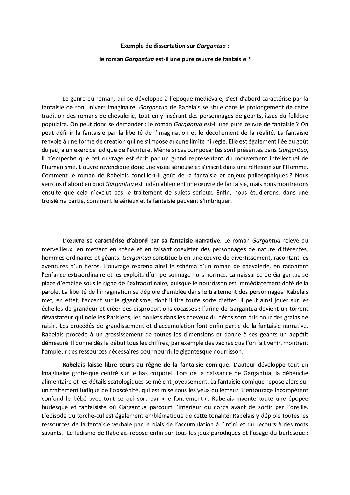 dissertation sur gargantua pdf